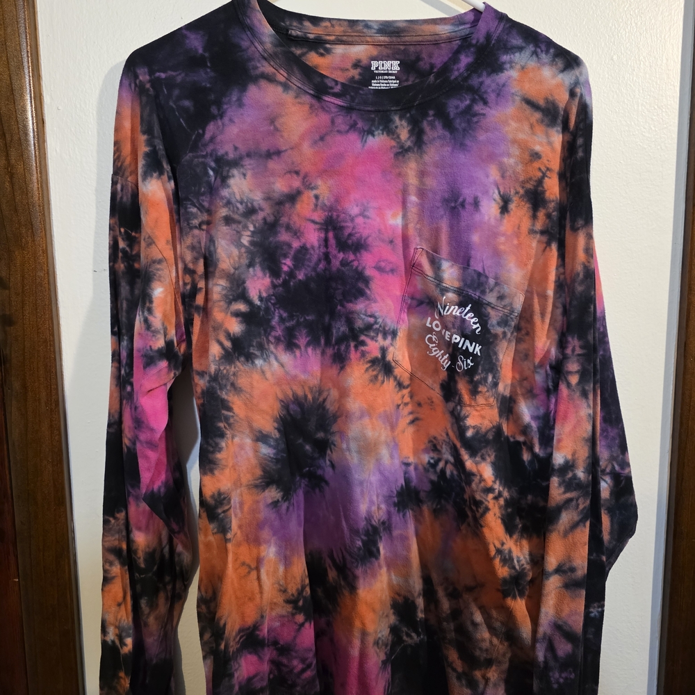 PINK Victoria's Secret Tie-Dye Long Sleeve Tee - Purple, Orange, Black